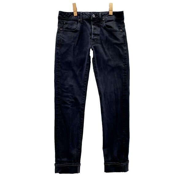 G-Star Raw Denim Jeans Men's 28x28* Black Button Fly 3301 Slim Pants Stretch Y2k - Picture 1 of 16